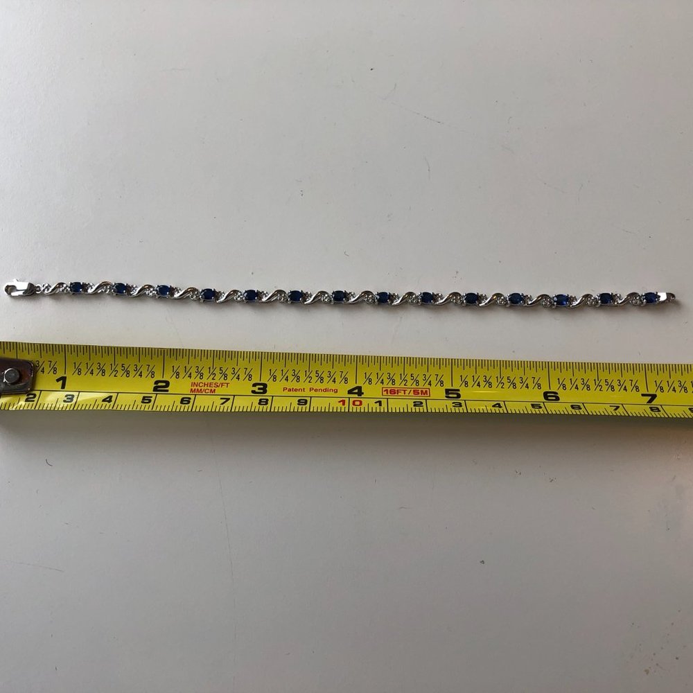 NIB--14 karat white gold sapphire and diamond bracelet - Picture 2 of 6